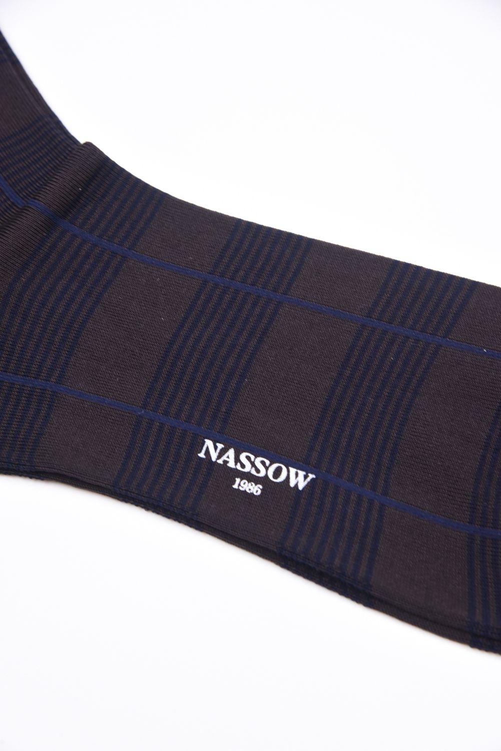 DRESS CHECK RIB / 日本製 ガスシルケットコットン リブソックス ブラウン