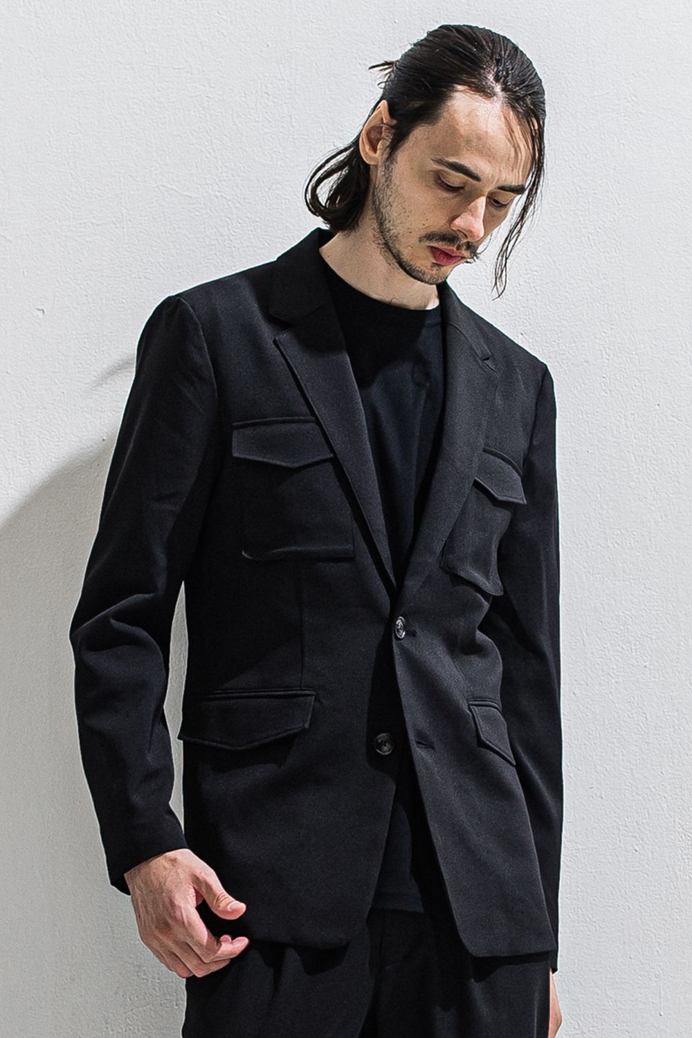 PS-65 JACKET / ミリタリーテイスト 2Bテーラードジャケット (ブラック) (2月中旬入荷予定) ※オーダー締切12/13(土)17:00