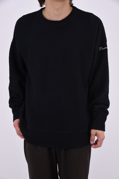 knt l loose trainer / ニット ルーズ トレーナー (ブラック)
