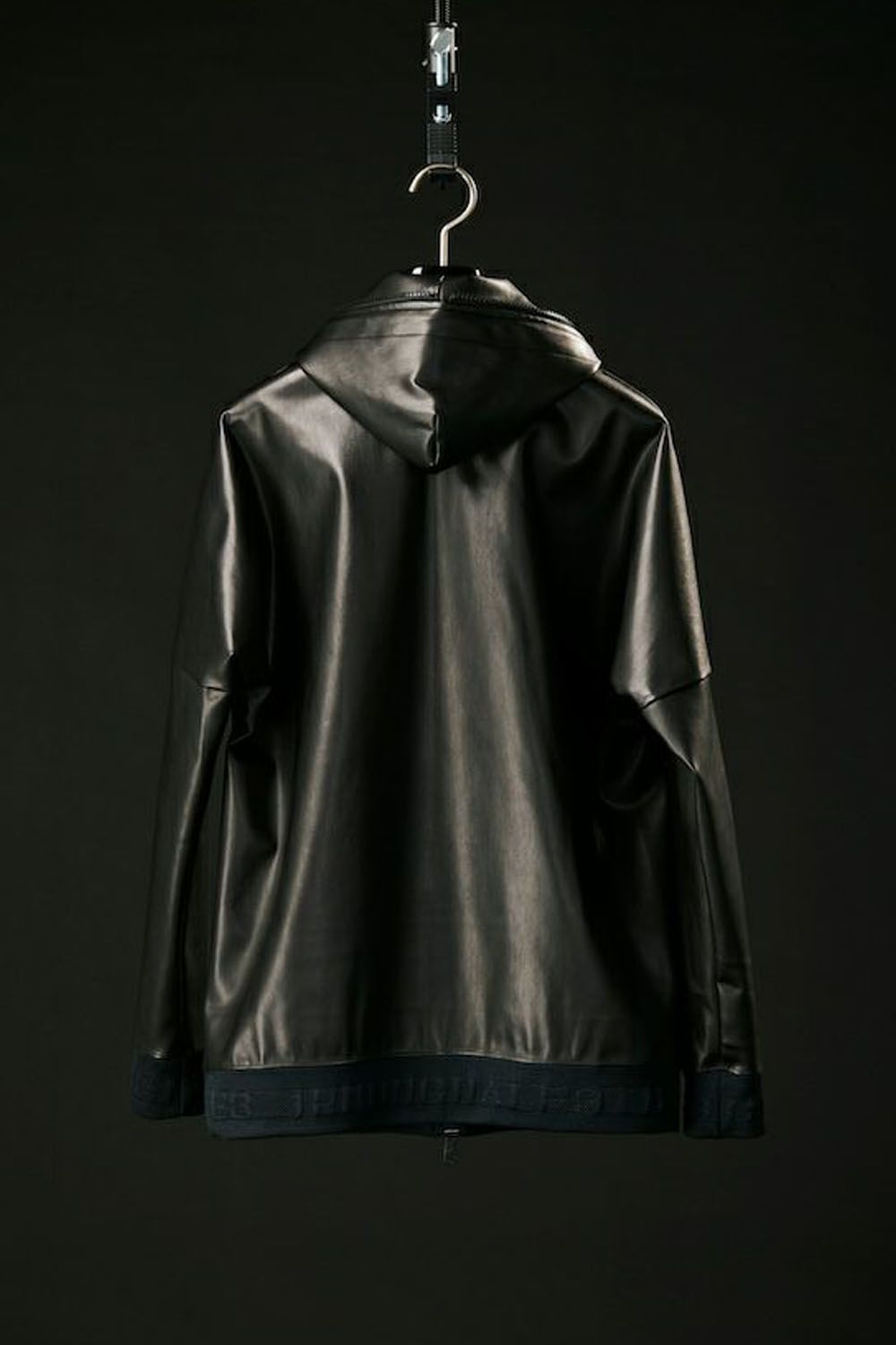 【113SPORT VOL.12 / 24AW】 113SPORT × THESAINTMAFIA CLUB HYBRID LEATHER FULL ZIP PARKA / 113ロゴ レザー フルジップ パーカー ブラック / ターコイズ