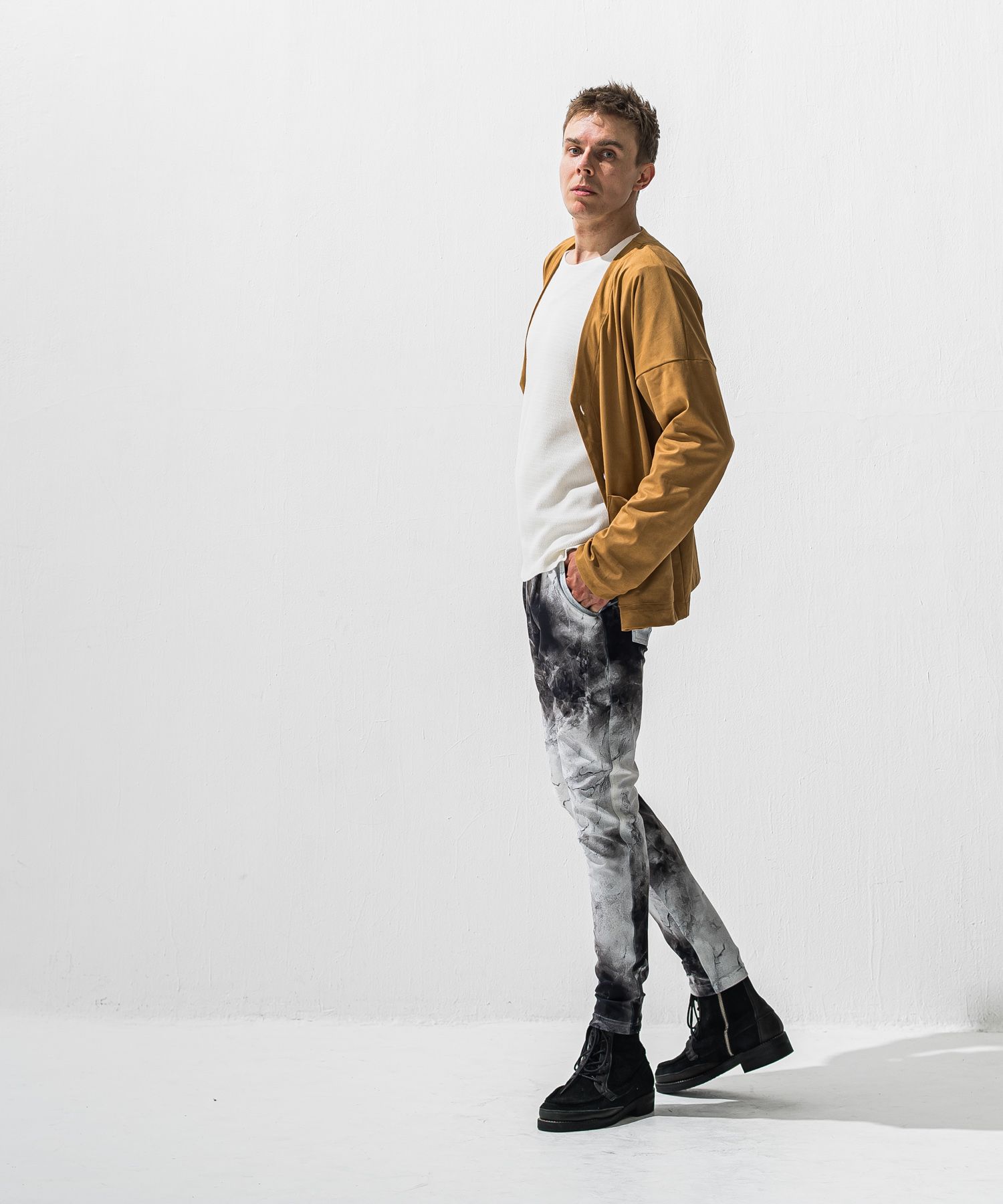 CHRIS EASY TUCK PANTS / ハイテンショントリコット スラックスイージータックパンツ (マーブルホワイト) (1月上旬入荷予定) ※オーダー締切:9月7日(月)17時