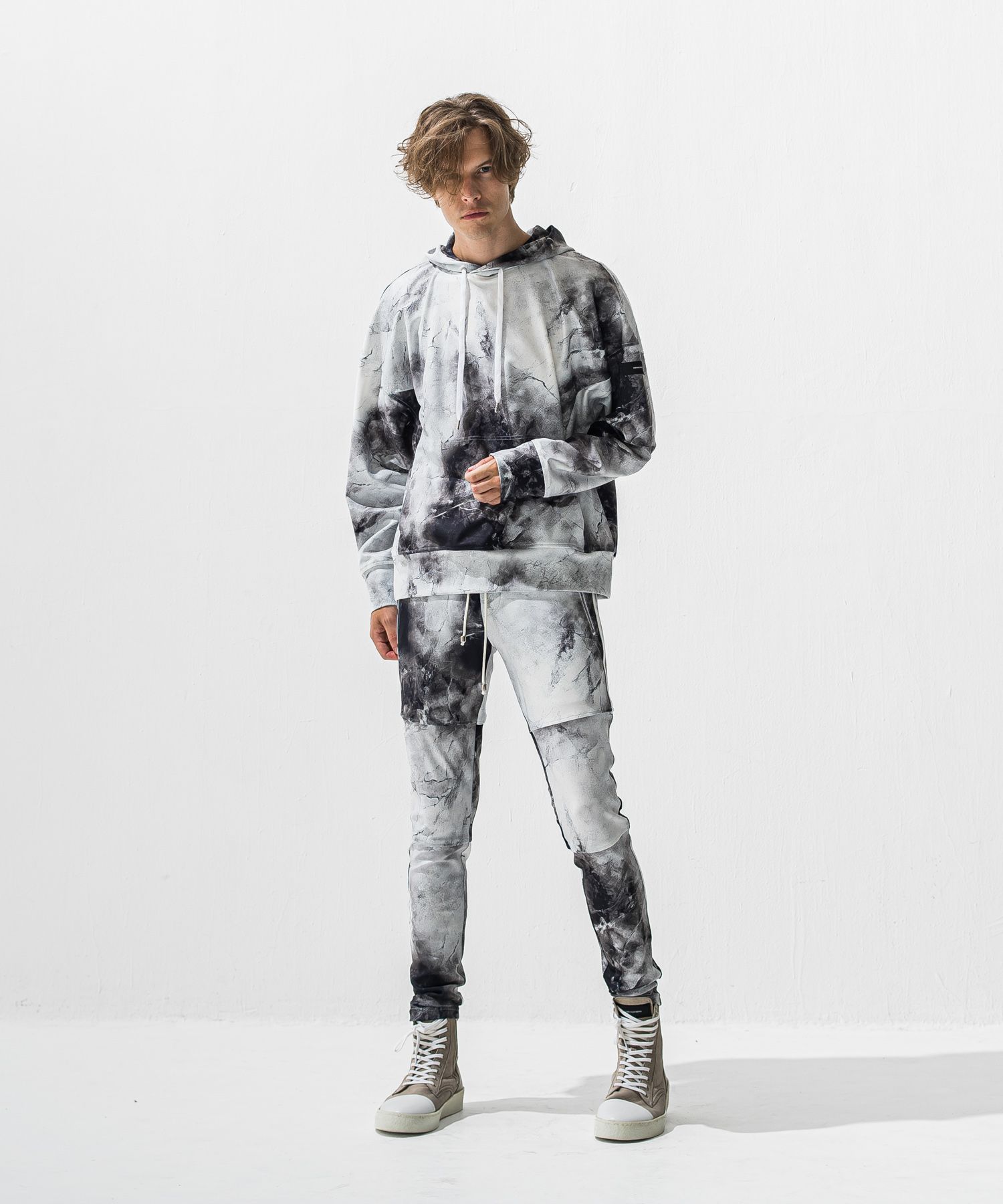 OVER HOODIE / トリコット オーバーパーカー (マーブルホワイト) (1月上旬入荷予定) ※オーダー締切:9月7日(月)17時