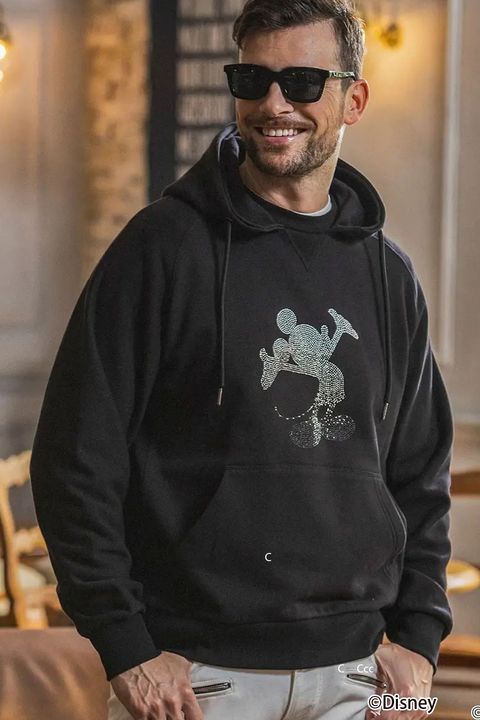 【26AW】 MICKEY SILHOUETTE GRADATION LINESTONE HOODIE / ミッキー シルエット グラデーション ラインストーン フーディー (ブラック)