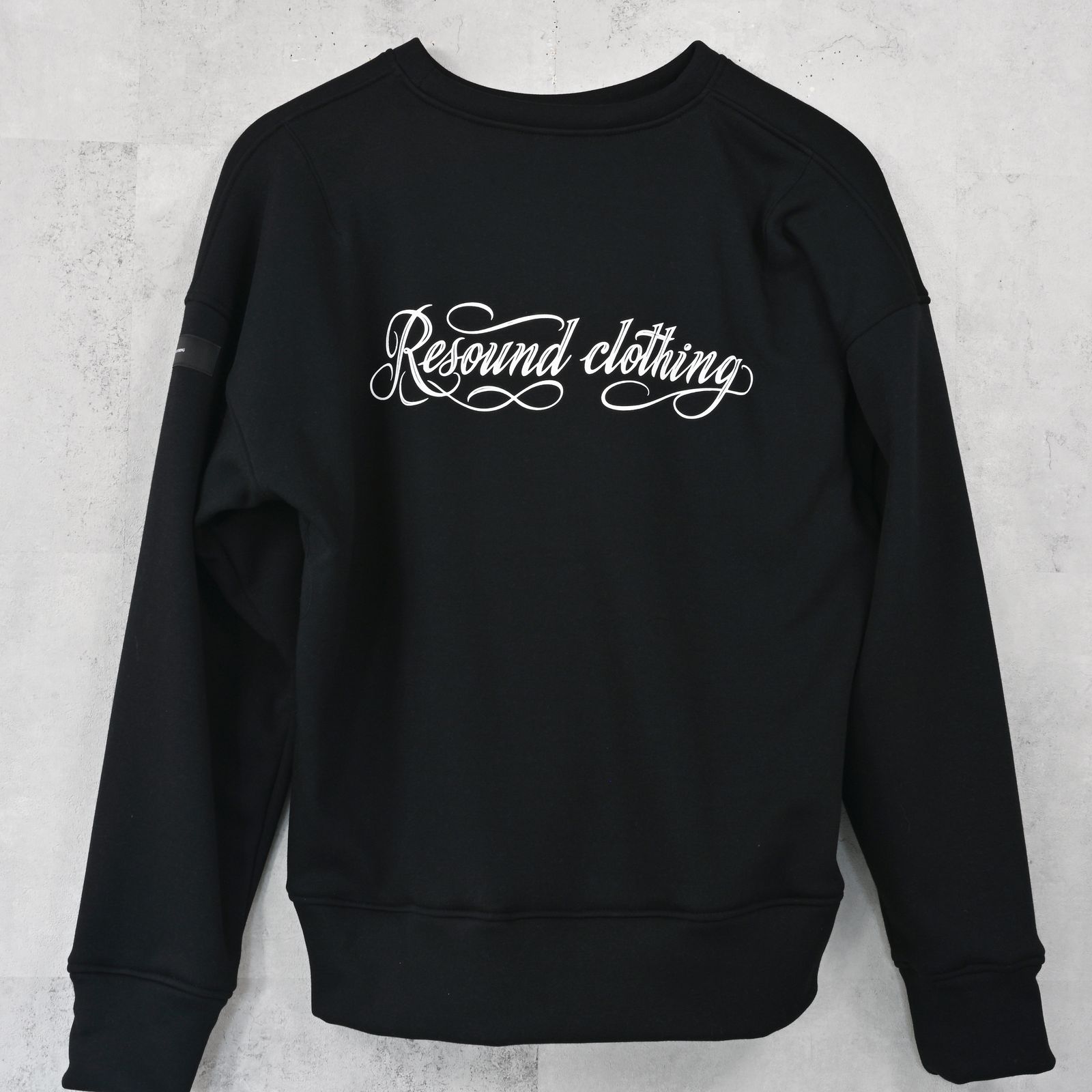 PIN ST RC VELOURS FLEECE DROP TRAINER / ピンストライプロゴ 裏起毛 ルーズトレーナー (ブラック) (11月上旬入荷予定) ※オーダー締切:9月7日(月)17時