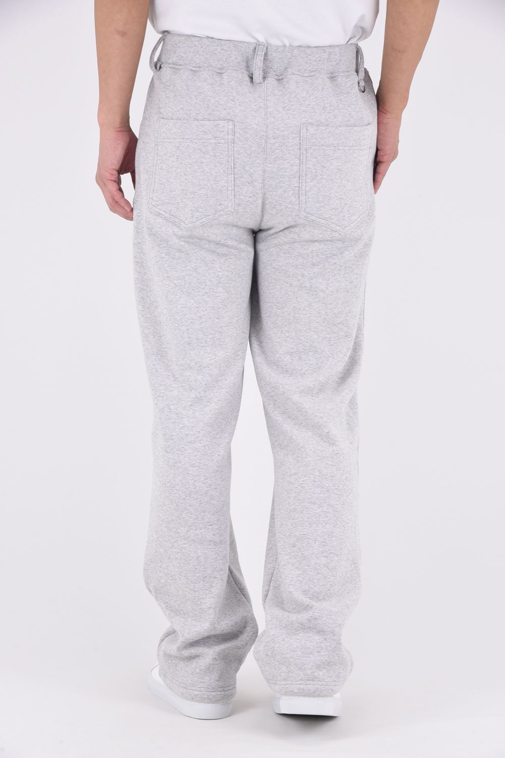 VELOURS FLEECE WIDE TUCK PANTS / 裏起毛 ベロアフリース セミワイド ワンタック イージーパンツ (グレー)