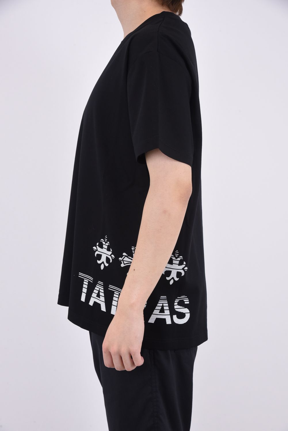 MONTUNO / ロゴプリント シルケット クルーネック Tシャツ ブラック
