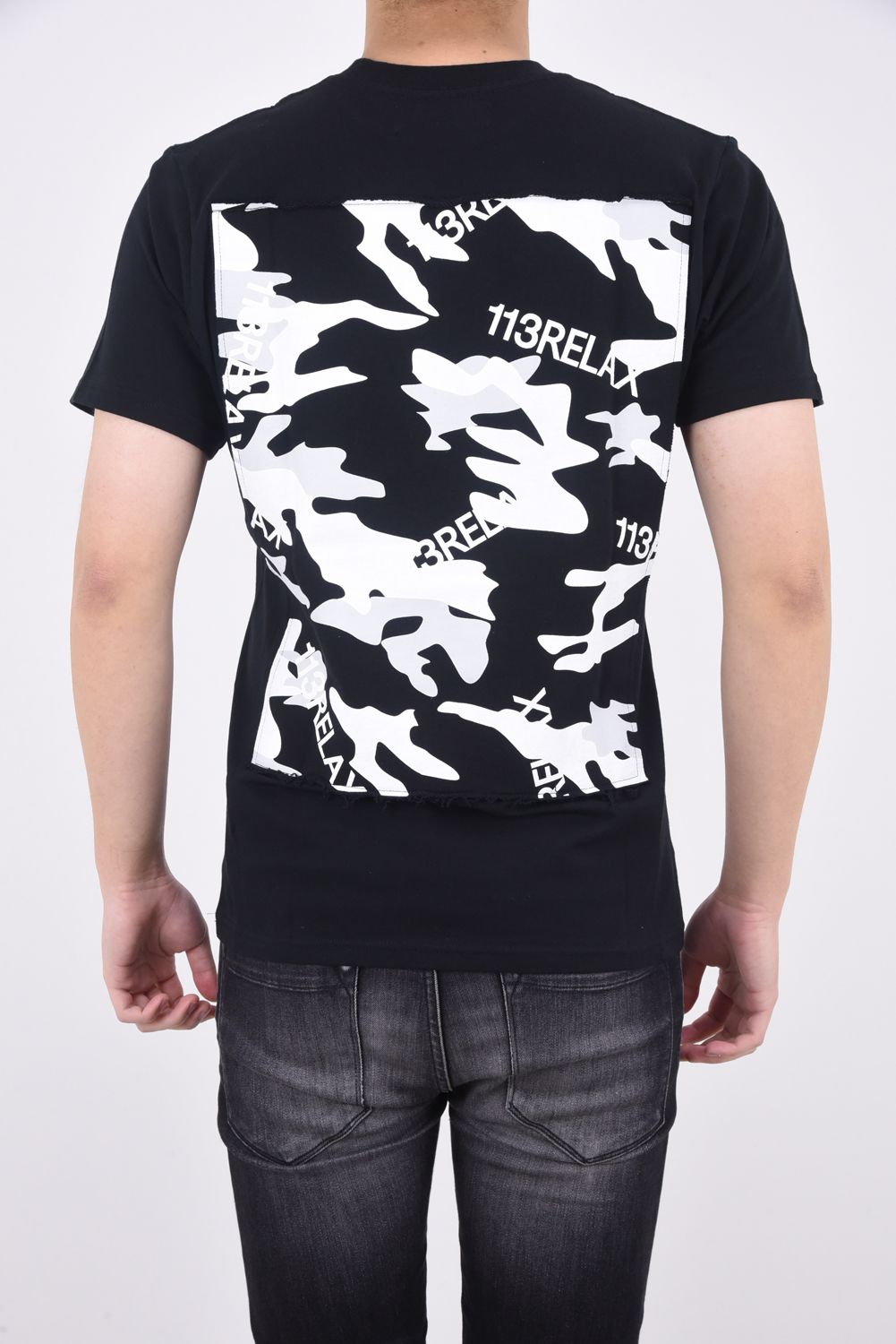 CAMO PATTERN T-SHIRTS / カモフラ バックプリント 半袖Tシャツ ブラック