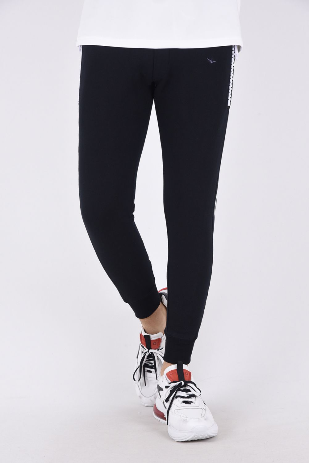 SIDE LOGO BIG ZIPPER JOGGER  / ビッグファスナー サイドロゴ スウェット パンツ ブラック