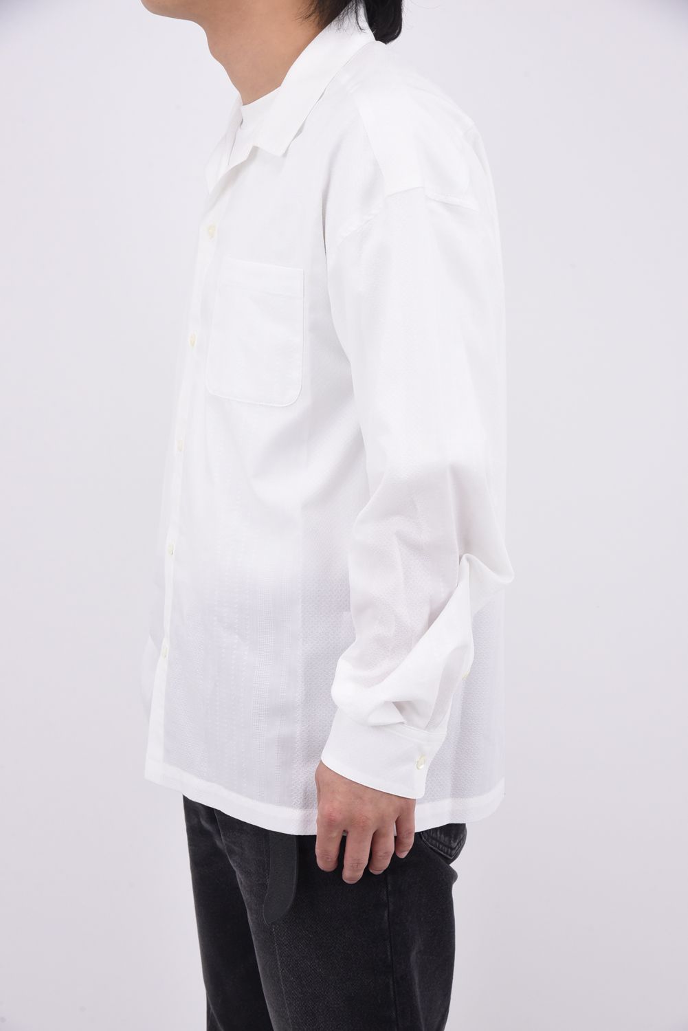 ZACK SHIRTS / Aラインシルエット オープンカラーシャツ ホワイト