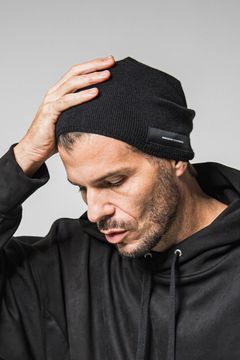 WOOL KNIT CAP / ウール ニットキャップ タグ (ブラック)