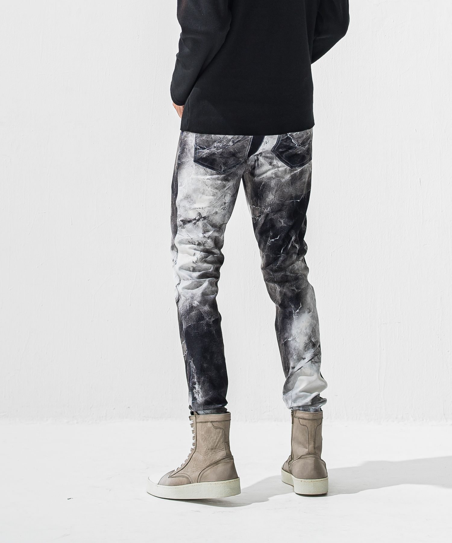 CHRIS EASY TUCK PANTS / ハイテンショントリコット スラックスイージータックパンツ (マーブルブラック) (1月上旬入荷予定) ※オーダー締切:9月7日(月)17時
