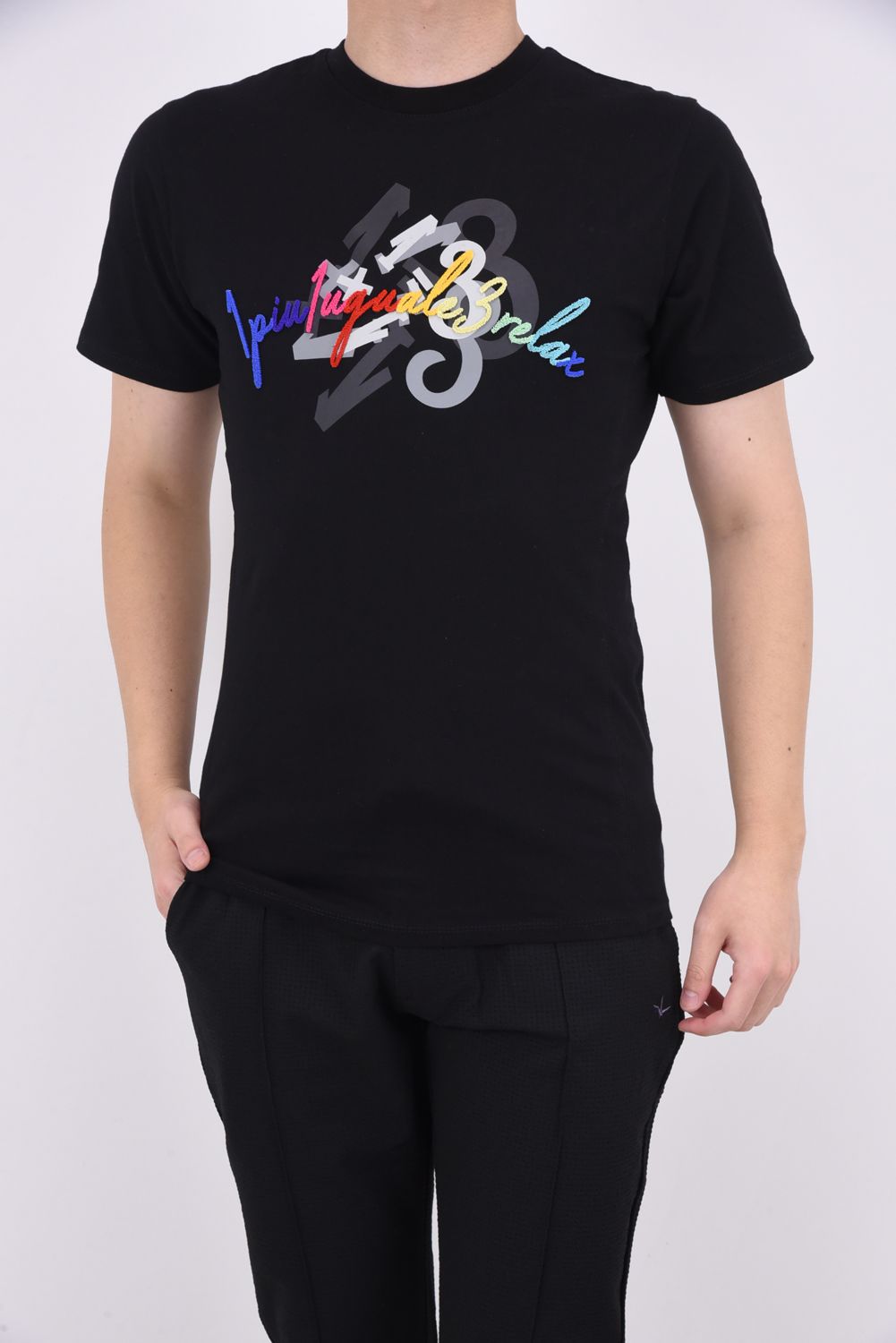 TOOTHBRUSH EMBROIDERY T-SHIRTS / 3D レインボーロゴ Tシャツ ブラック