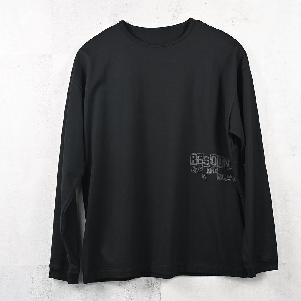 uk over longsleave Tee / パッチワークロゴプリント オーバーサイズ ロングスリーブTシャツ (ブラック) (7月中旬入荷予定) ※オーダー締切:5月23日(土)17時