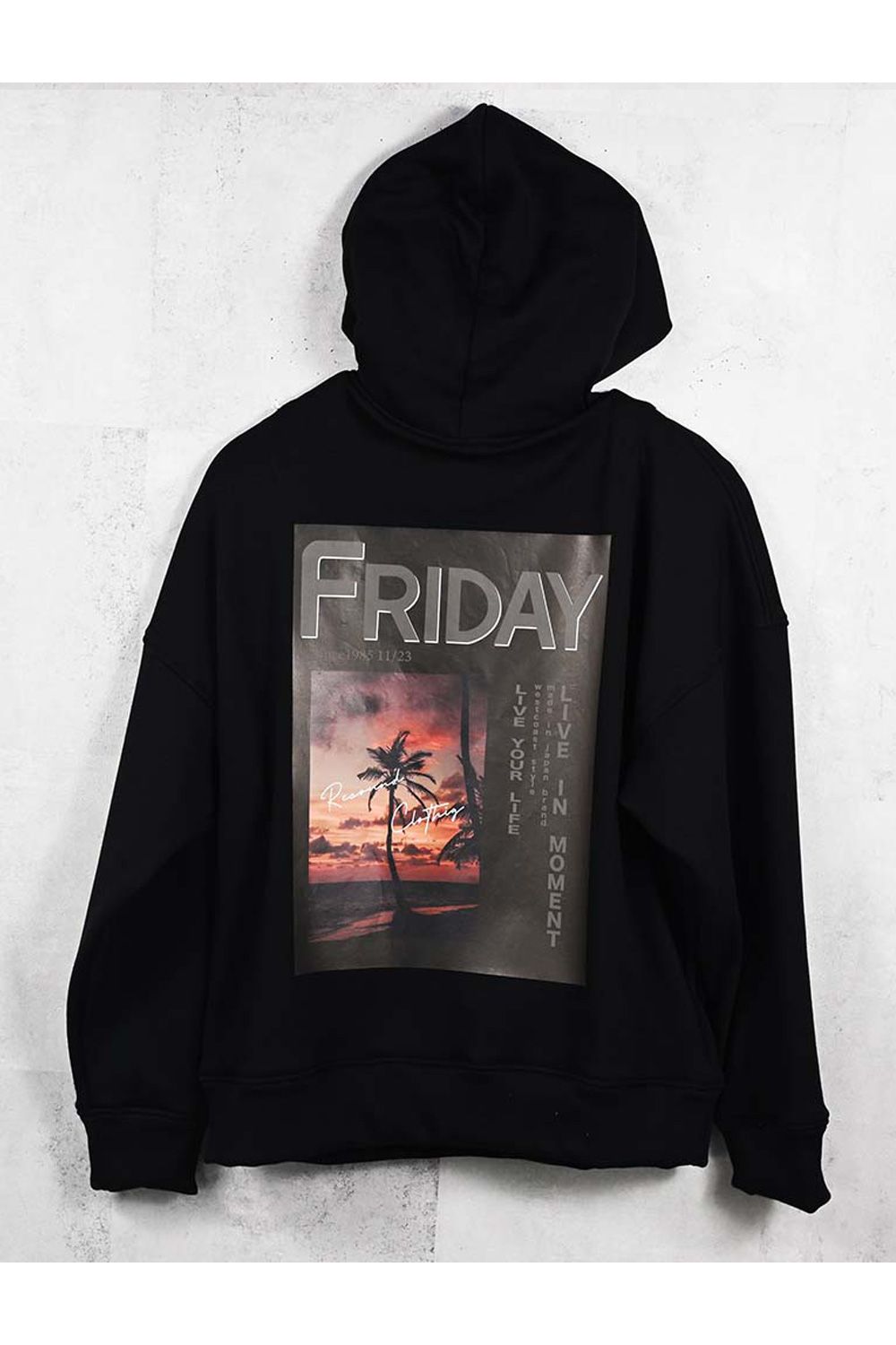 FRAIDAY OLD COVER VELOURS FLEECE HOODIE / 裏ベロアフリース カバーデザイン ロングスリーブ フーディー (ブラック) (11月上旬入荷予定) ※オーダー締切：9月1日(月)18:00