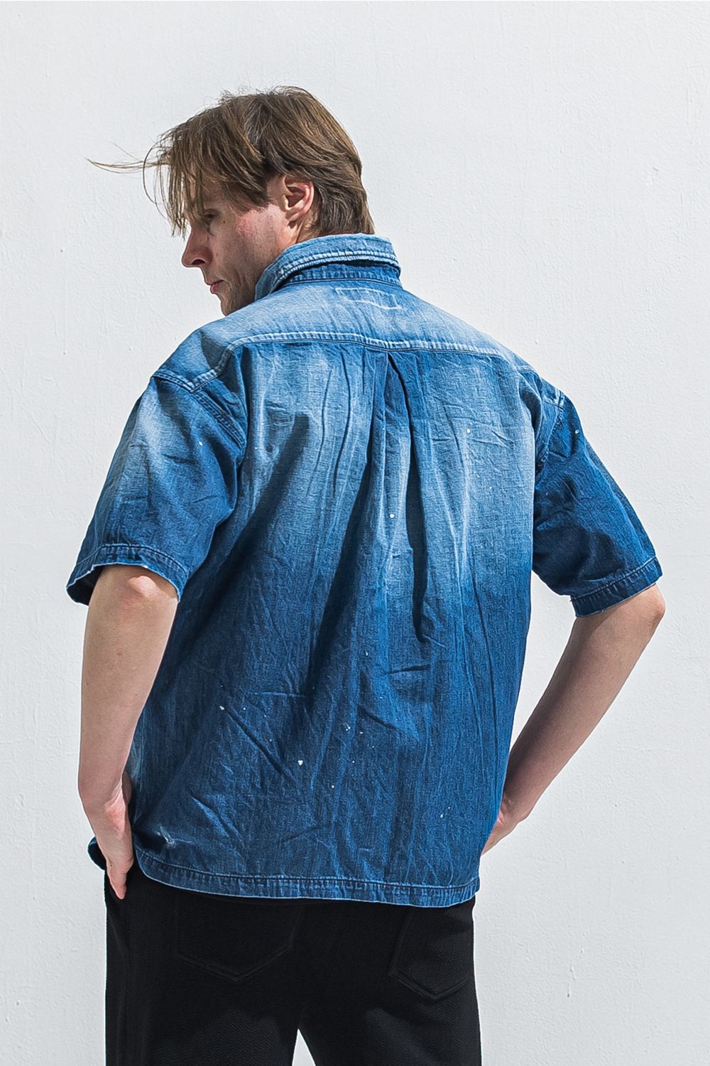 HALF DENIM SHIRTS / ハーフスリーブ デニムシャツ （ダークインディゴ） (6月上旬入荷予定) ※オーダー締切:2月15日(日)18時