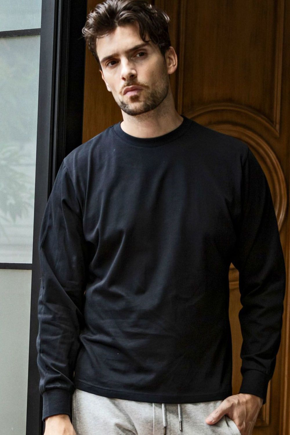 RHINESTONE LONG T-SHIRT / ラインストーン バックロゴ ロングTシャツ (ブラック)