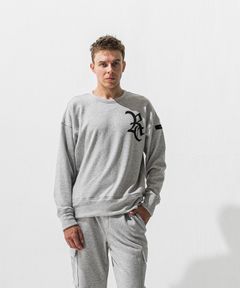RC CHENILLE VELOURS FLEECE DROP TRAINER / サガラ刺繍ワッペン 裏起毛 ルーズトレーナー (グレー) (11月上旬入荷予定) ※オーダー締切:9月7日(月)17時