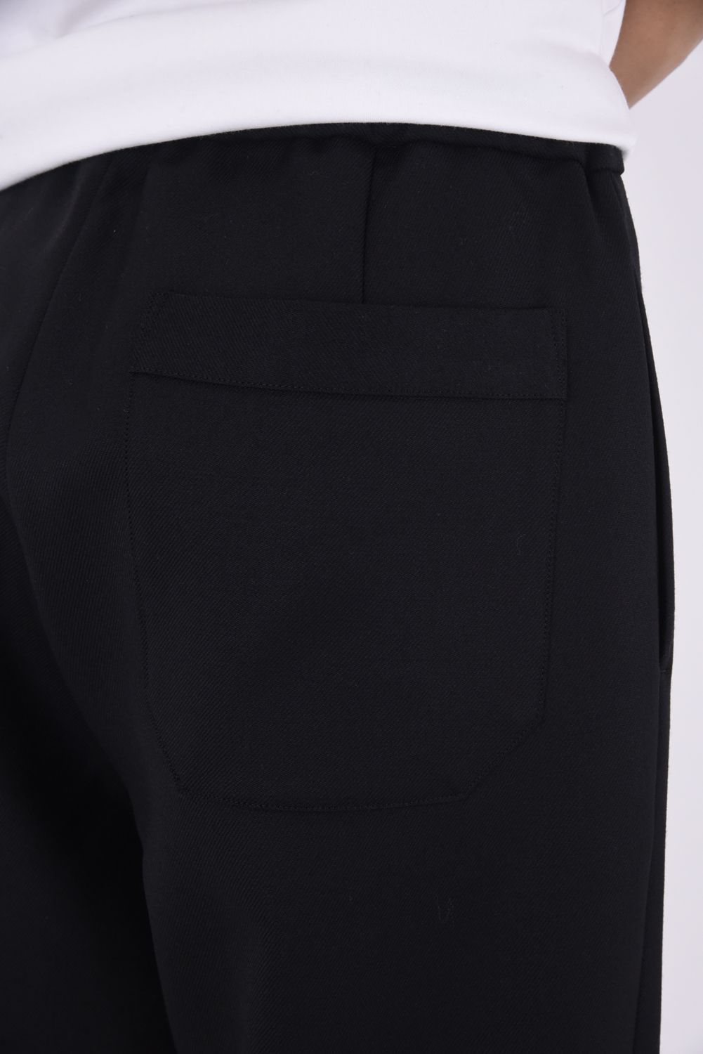WOOL TWILL PANTS / プレーンフロント イージーパンツ （ブラック）
