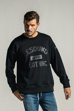 COLLEGE VELOURS FLEECE DORP TRAINER / カレッジロゴ 裏起毛 ルーズトレーナー ブラック