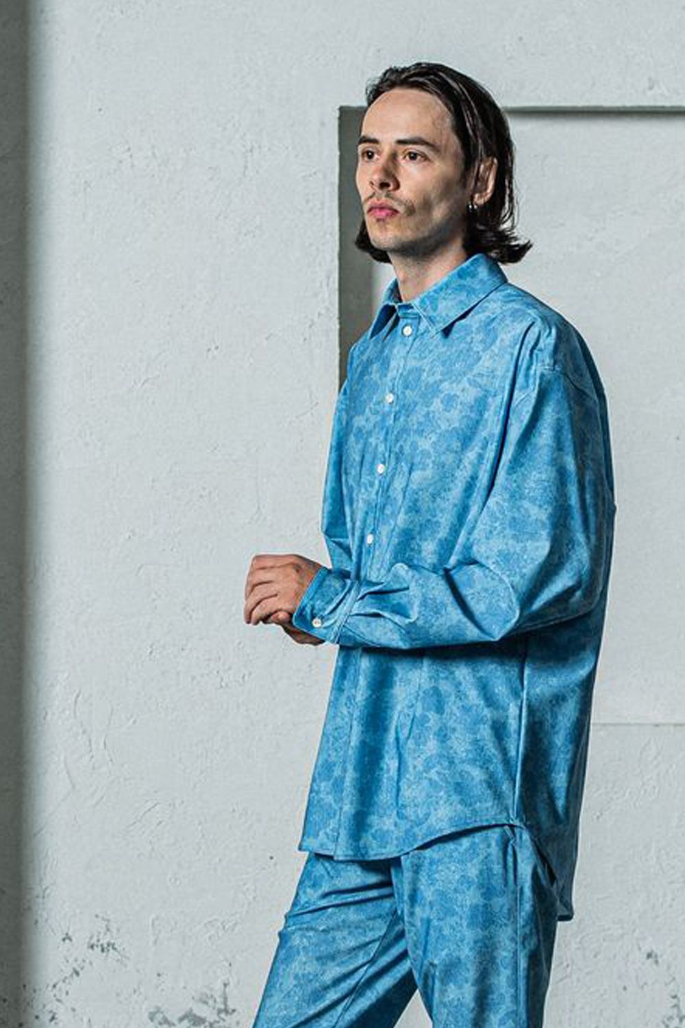 NYLON JACK SHIRTS / 高機能ナイロンマイクロファイバー ジャックシャツ フラワーブルー