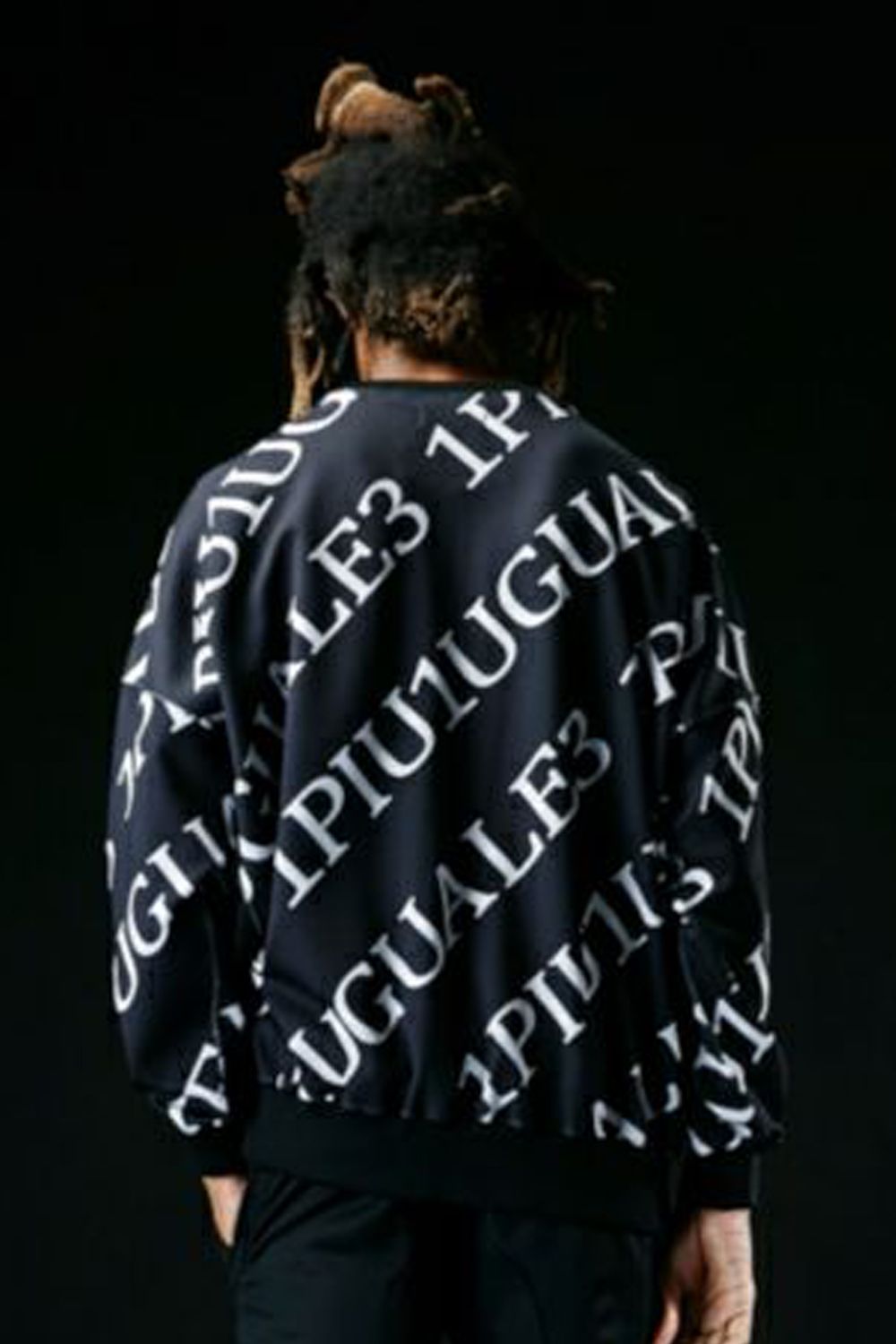 《1PIU1UGUALE3 RONE》 R[10] 113CRAZY JERSEY BIG CREW 113LOGOTEX / 113ロゴ クレイジージャージ クルーネック ブラック