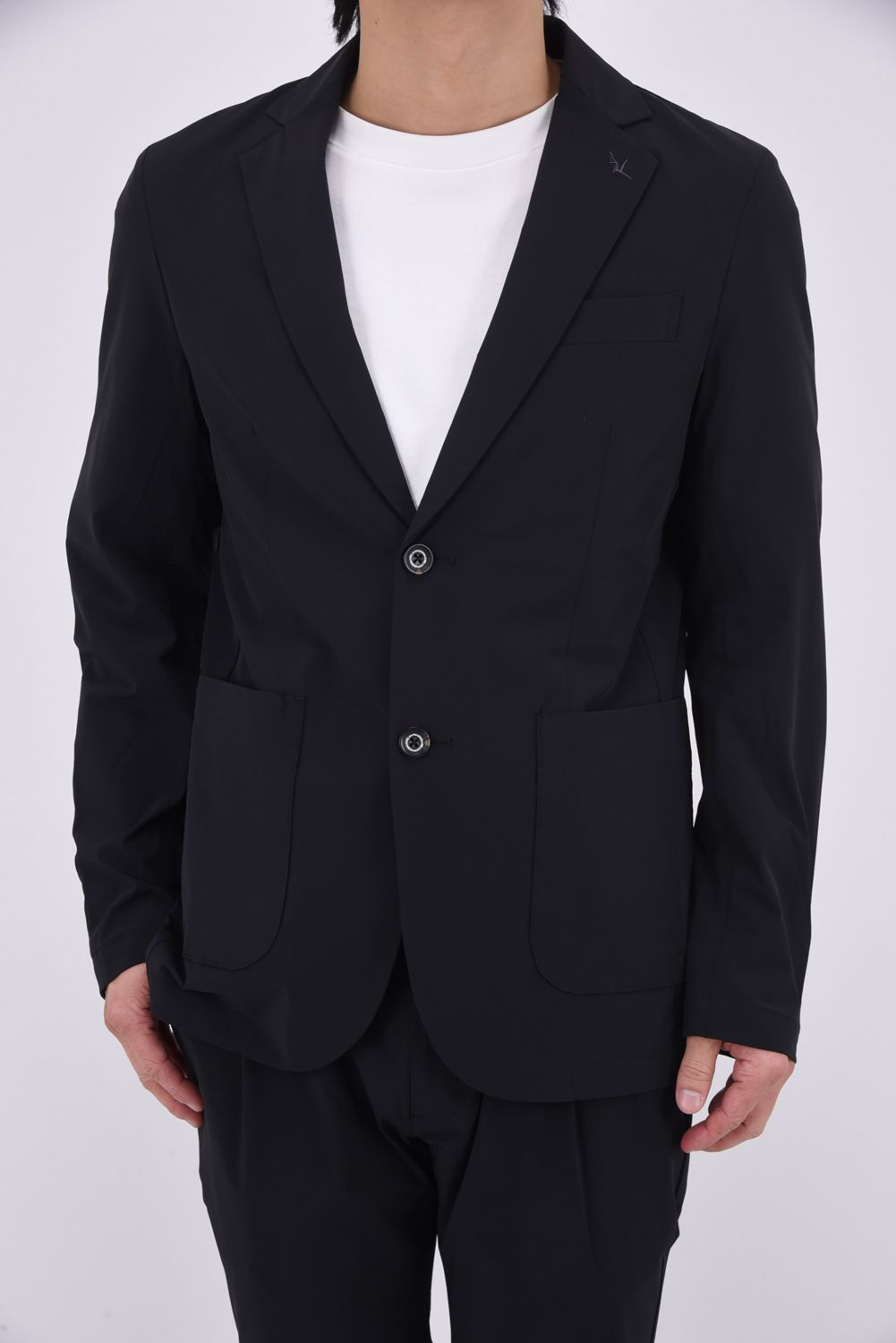 【26SS】【セットアップ】 NYLON JACKET & SLACKS / ナイロン テーラードシングルジャケット&イージースラックス (ブラック)