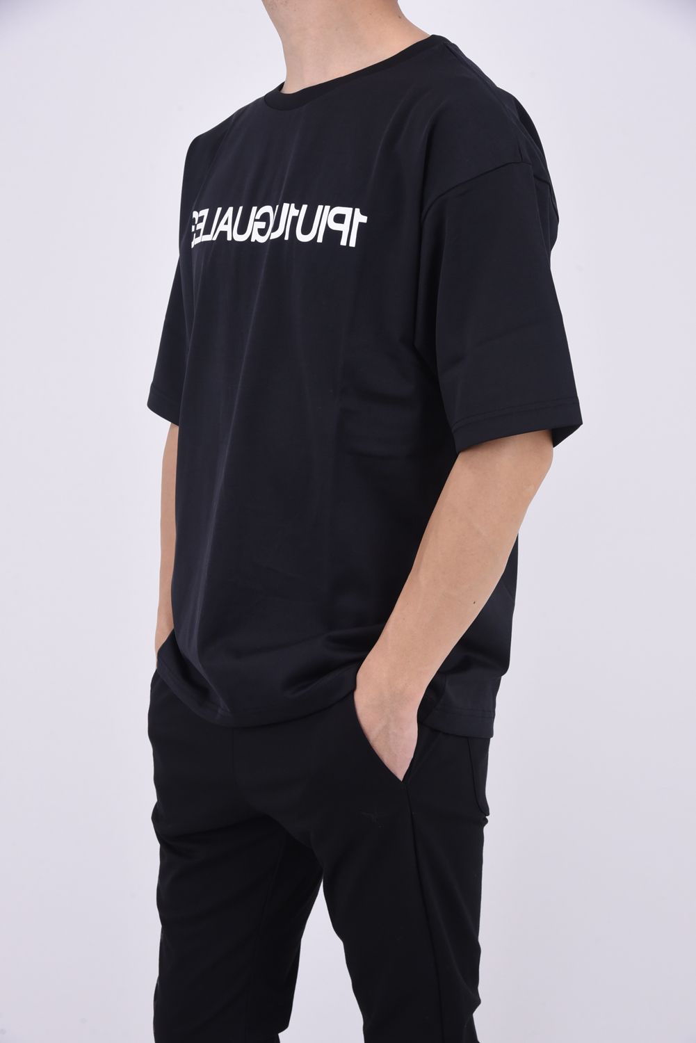 113 MIRROR BIG T / 113ミラーロゴ クルーネック 半袖 Tシャツ ブラック