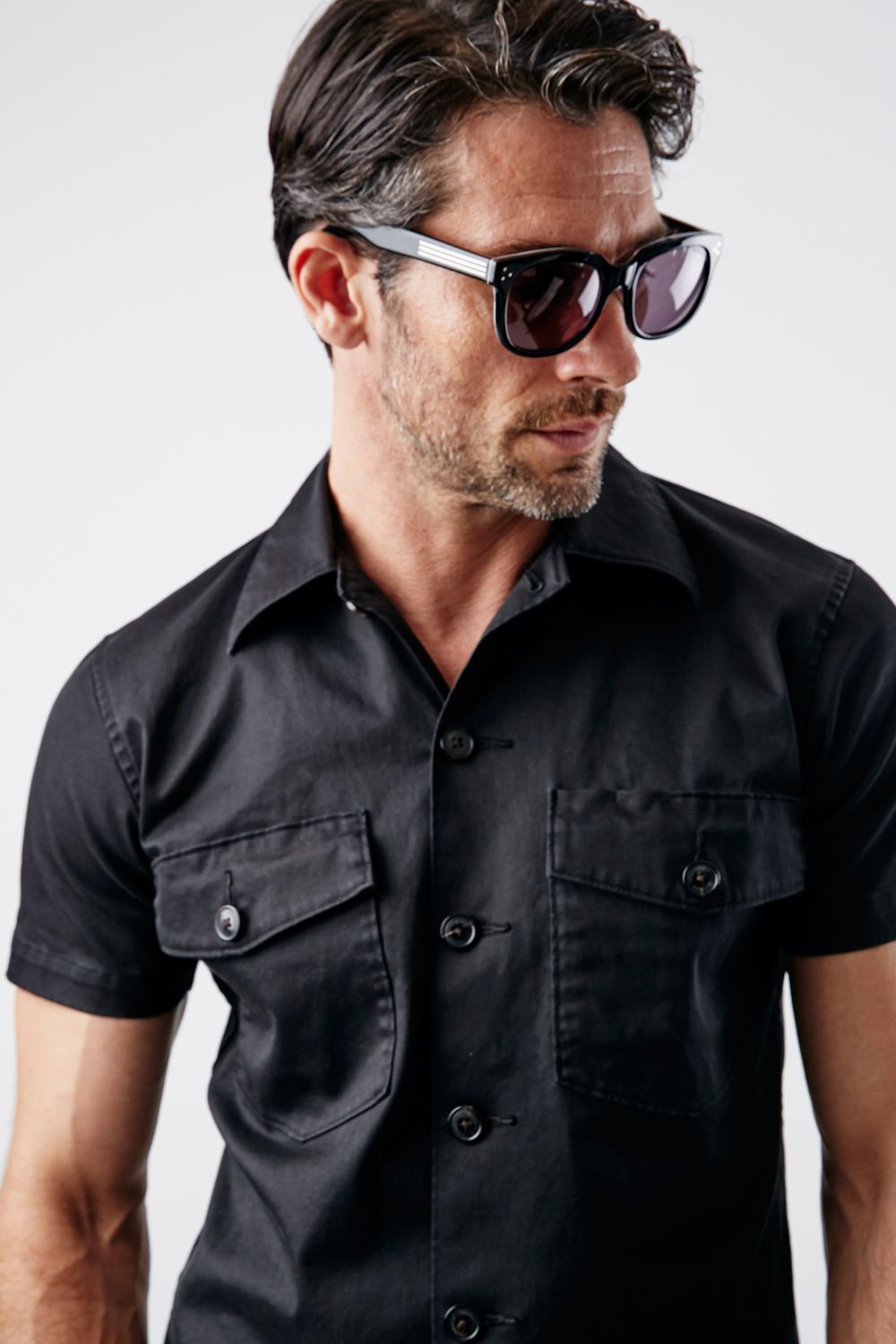 【BLACK MILITARY Vol.11】 UTILITY S/S SHIRTS-BLACK (8月末頃入荷予定 )※オーダー締切7/28(水)11:59迄
