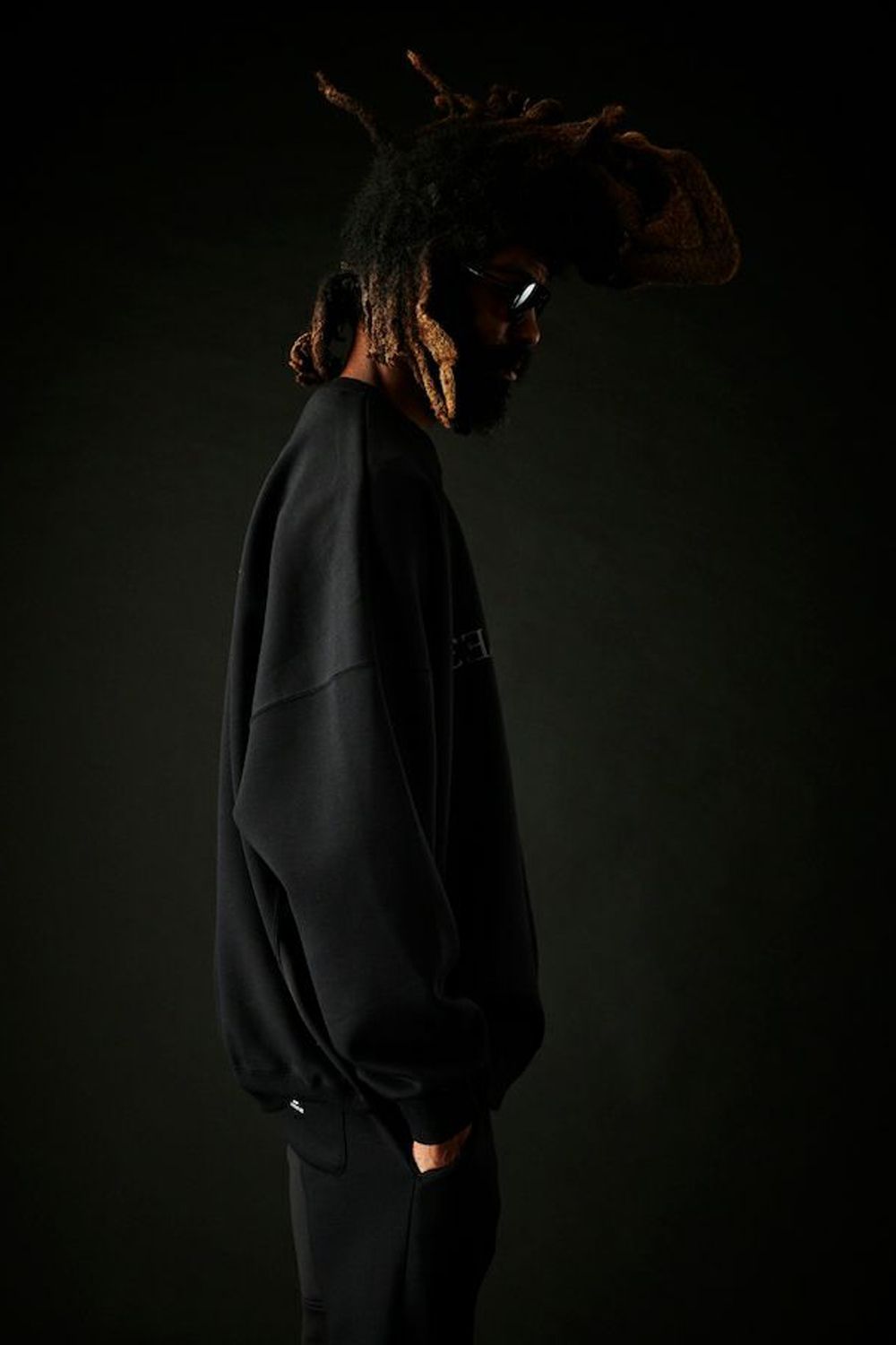 113 SPORT COMFORT BIG CREW / 113ロゴ ストレッチ ジャージ ビッグクルー ブラック