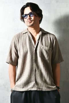 RUSSEL SHIRTS / リラックスシルエット ラッセル織り オープンカラーシャツ (ブラウン) (3月中旬入荷予定) ※オーダー締切12/13(土)17:00