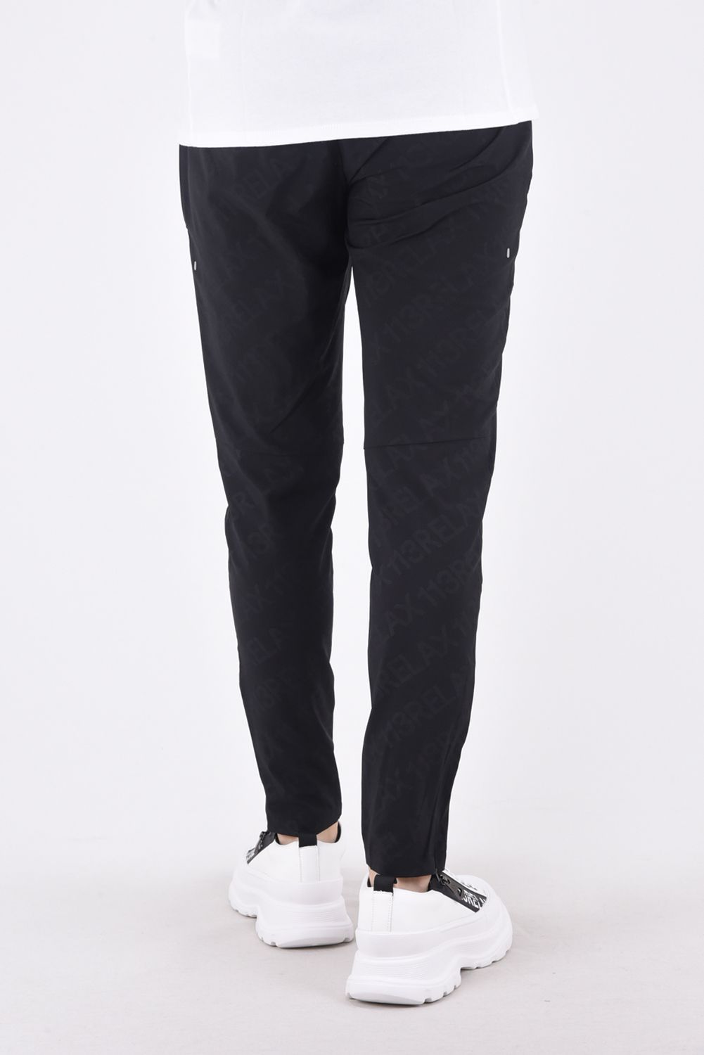 RUNNING DIAGONAL LOGO  PANTS  / ランニング ダイアゴナル ロゴ ロングパンツ ブラック