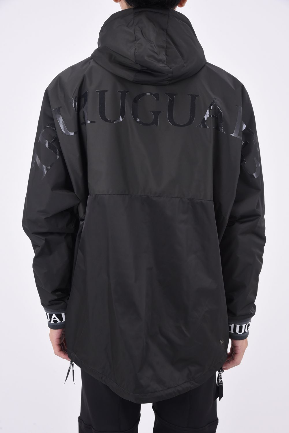 R[10] 113 HOODED DOLMAN BZ RIBBON TAPE LUXRY TAFTA / 113ロゴ ドルマン フーデッドジャケット チャコール
