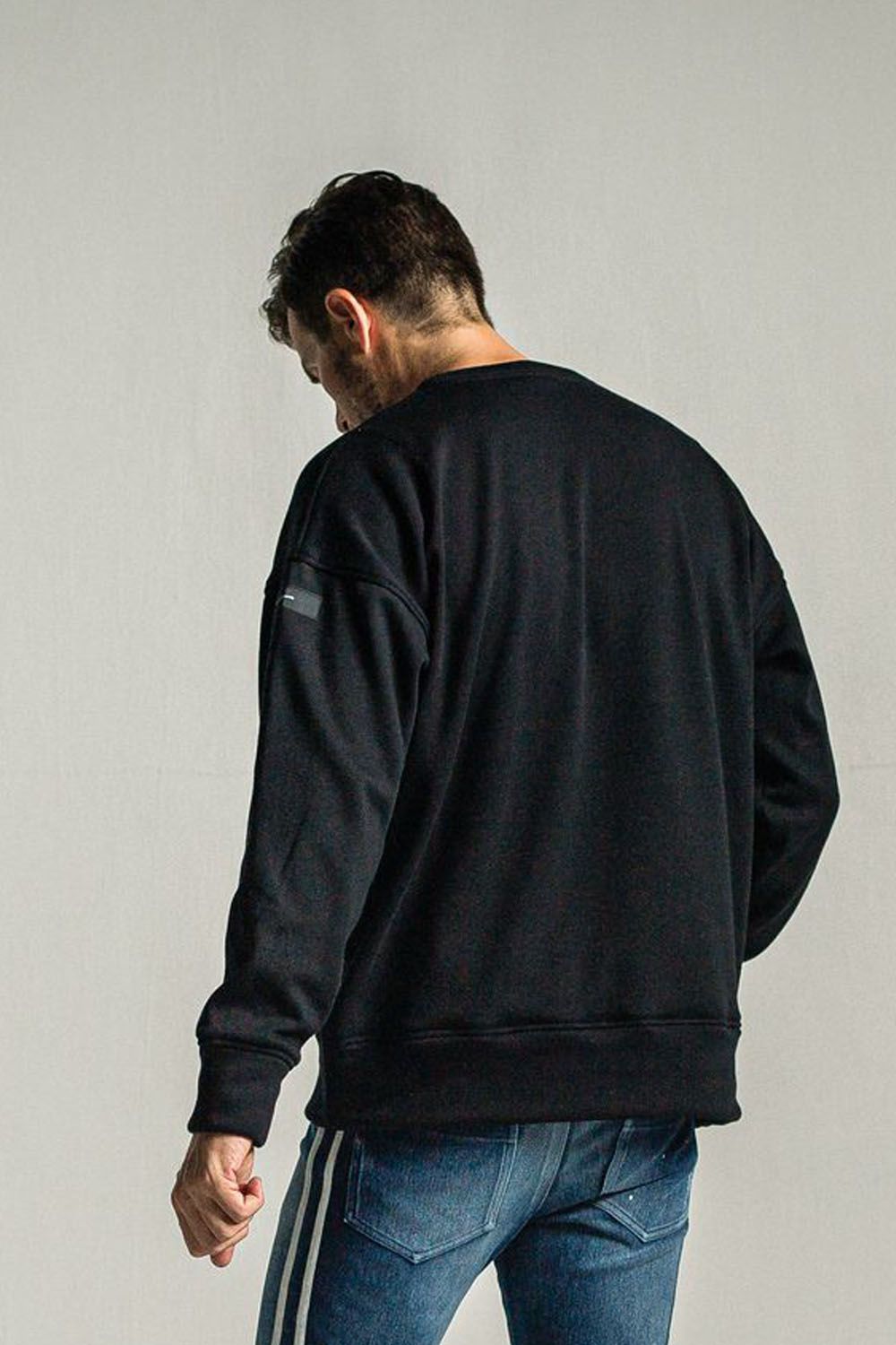 COLLEGE VELOURS FLEECE DORP TRAINER / カレッジロゴ 裏起毛 ルーズトレーナー ブラック