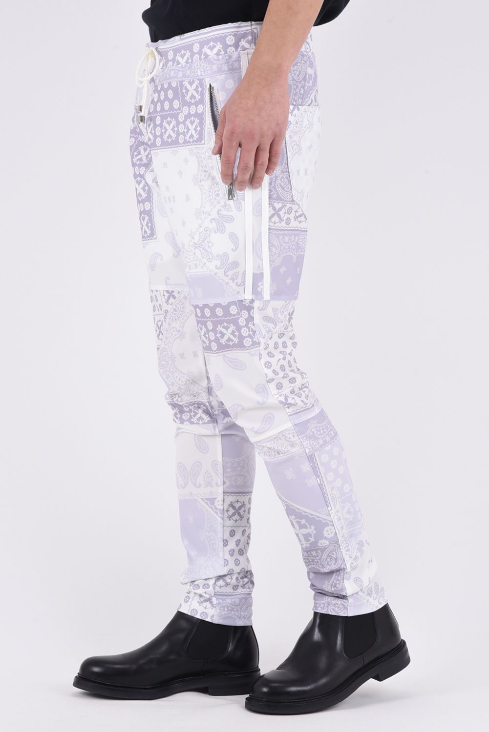 Johnson LINE PT / 360°ストレッチ バンダナ柄 ジョンソンラインパンツ (グレー)