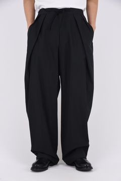 DRAWSTRING WIDE TROUSERS / ドローストリング ワイドパンツ (ブラック）