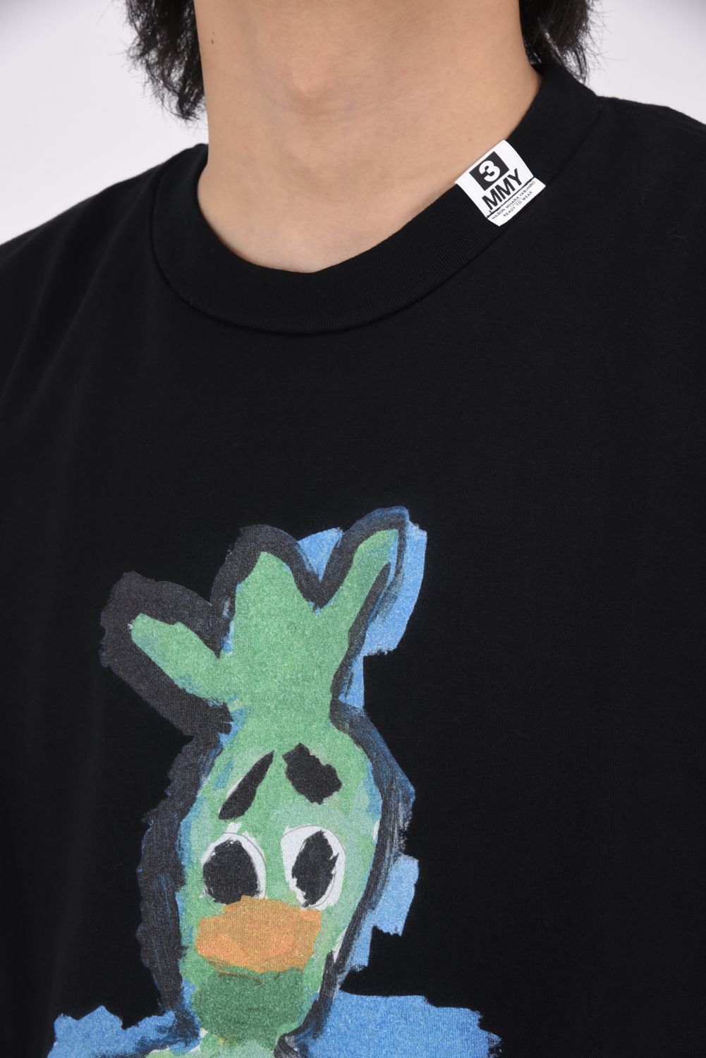 LEON Printed T-shirt / キャラクタープリント 刺繍ワッペン Tシャツ (ブラック)