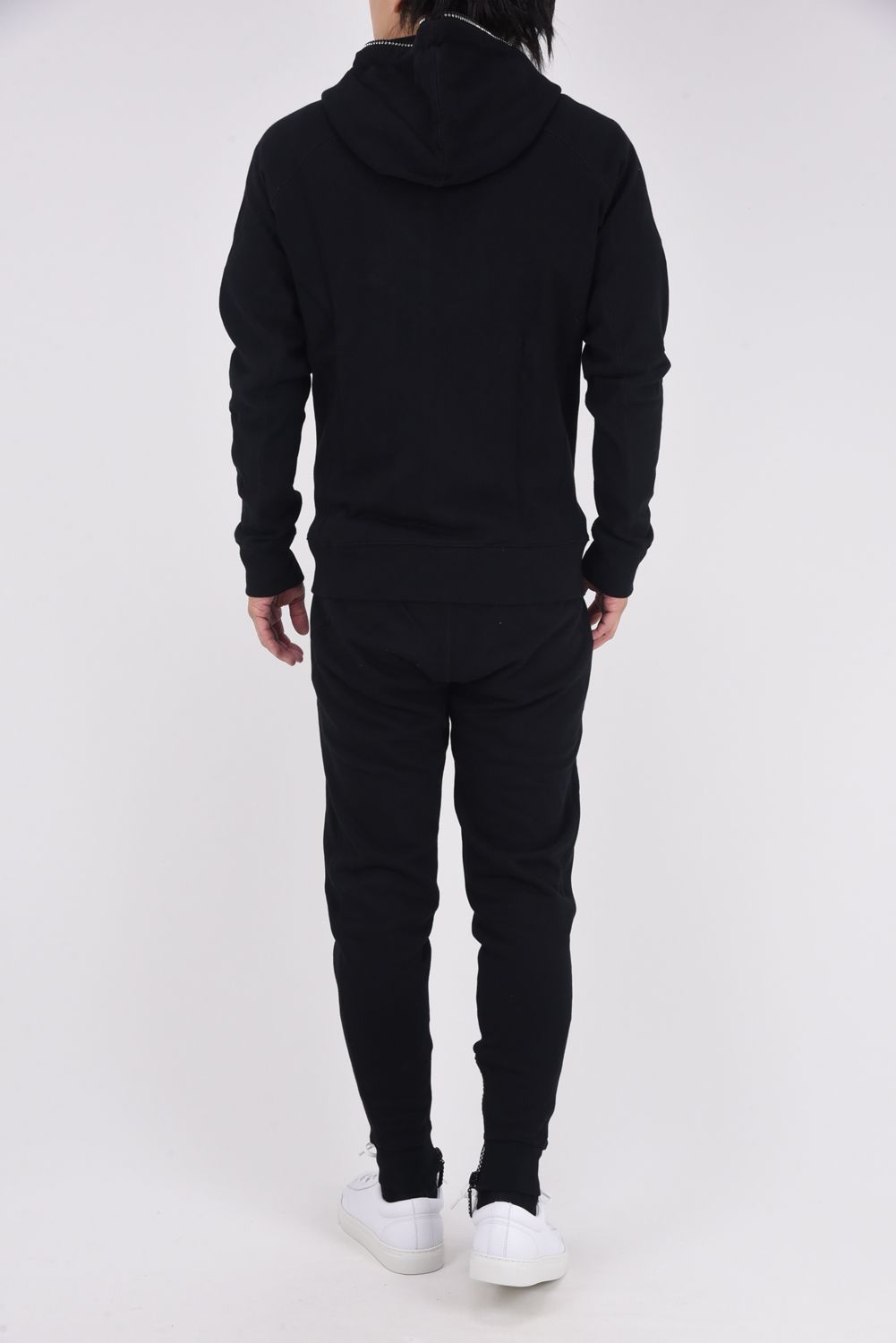 【25AW】 GLITTER ZIP + PLATE JOGGER PANTS / シルバーロゴプレートスウェットロングパンツ (ブラック)