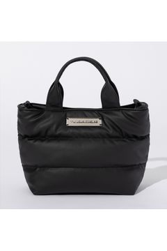 LIGHT SYNTHETIC LEATHER MINI PADDED TOTE BAG / シルバーロゴプレート パデッド ミニトートバッグ  (ブラック) (9月上旬入荷予定)