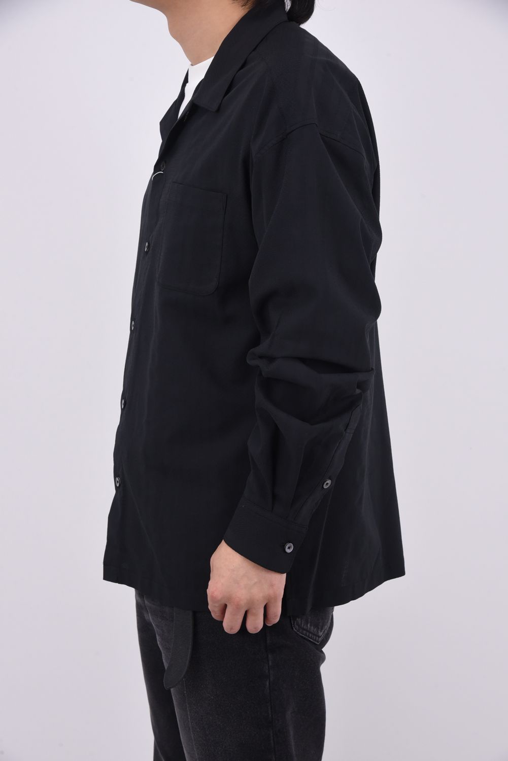 ZACK SHIRTS / Aラインシルエット オープンカラーシャツ ブラック