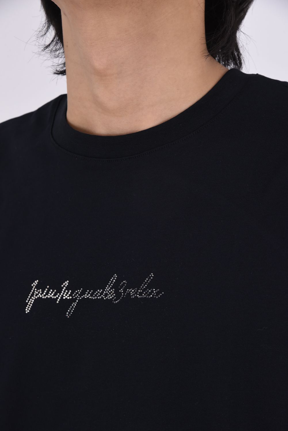【26SS】 GRADIENT RHINESTONE T-SHIRT / グラデーション ラインストーンロゴ Tシャツ (ブラック)