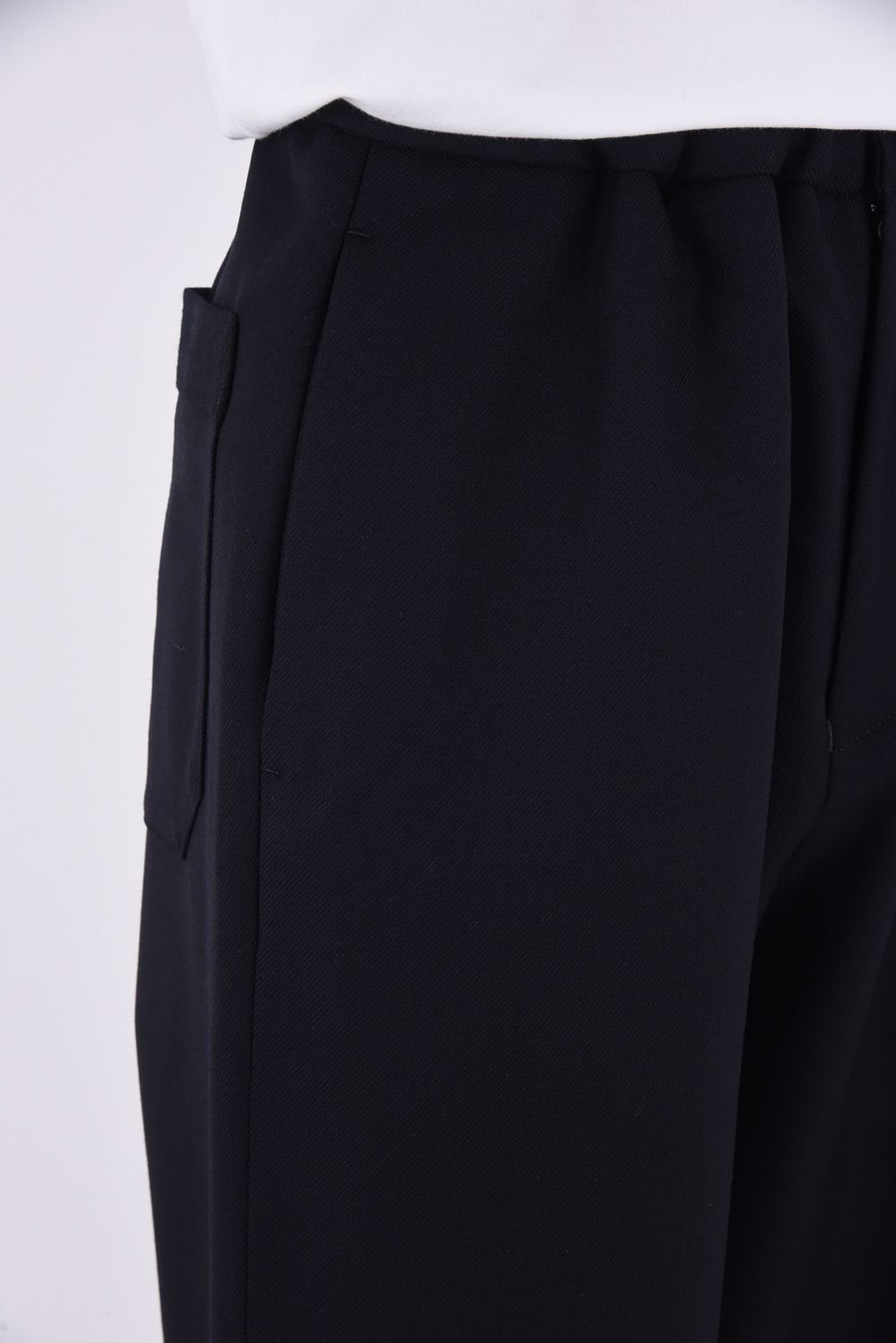 WOOL TWILL PANTS / プレーンフロント イージーパンツ （ネイビー）