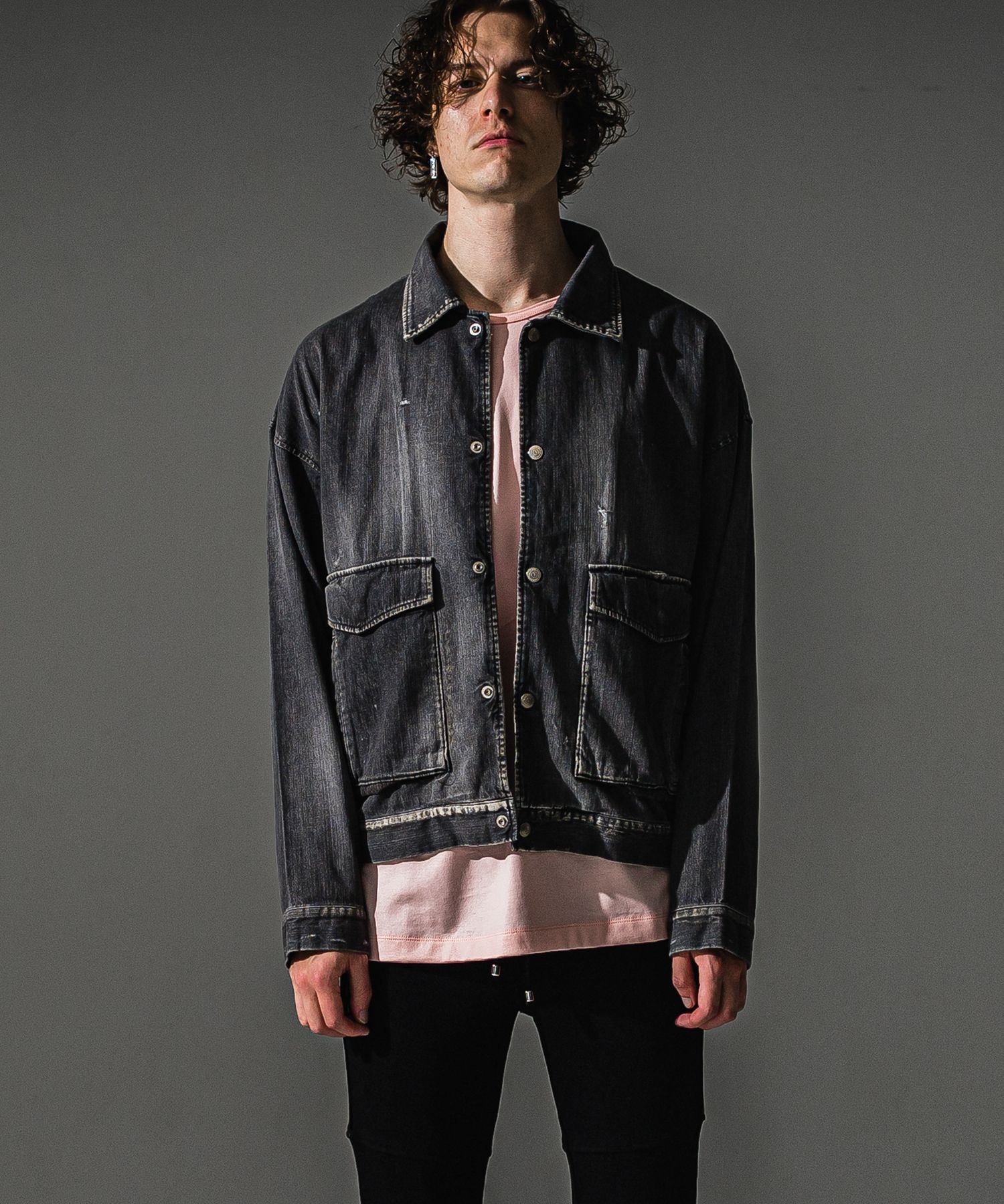 LDENIM AG flight jk / ダンガリー素材 デニムシャツジャケット (ブラックユーズド) (8月中旬入荷予定) ※オーダー締切:5月23日(土)17時