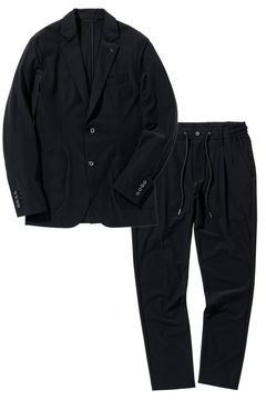 【26SS】【セットアップ】 NYLON JACKET & SLACKS / ナイロン テーラードシングルジャケット&イージースラックス (ブラック) (2月上旬入荷予定)