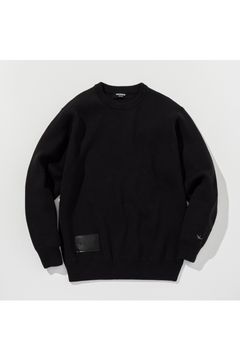 BIG PATCH BIG PIS NAME CREW NECK KNIT / ビッグパッチ ピスネーム クルーネックニット (ブラック) (9月上旬入荷予定)