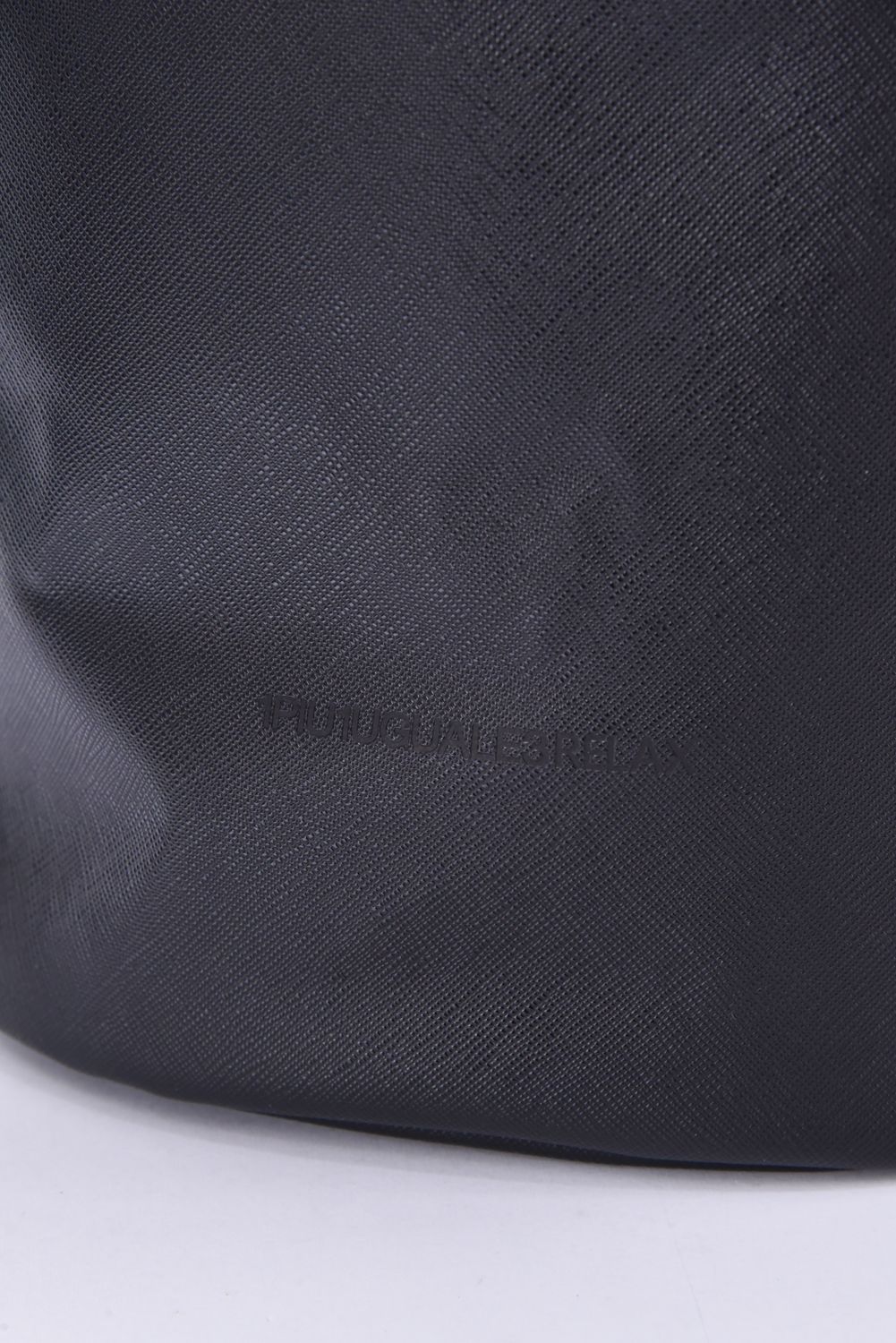 SAFFIANO DRAWSTRING BAG / サフィアーノエコレザー 巾着バッグ (ブラック)