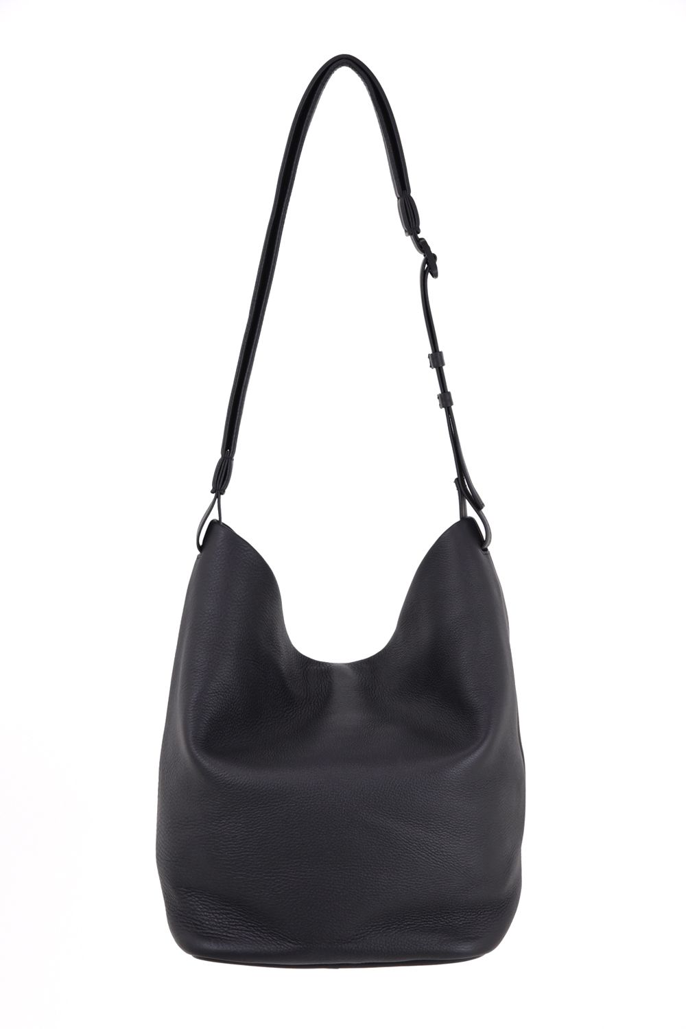 ESSENTIAL DAILY HOBO MEDIUM / シュリンクレザー ミディアムサイズ ショルダートートバッグ (ブラック)