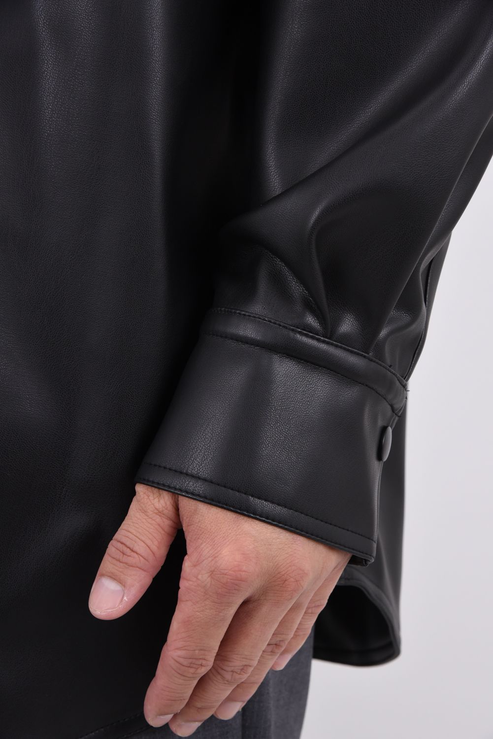 SYNTHETIC LEATHER SHIRT / シンセティック レザーシャツ (ブラック)