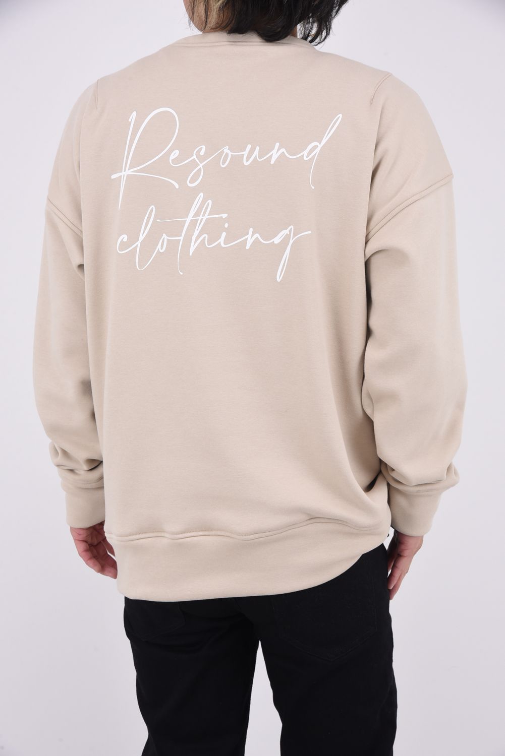 VELOURS FLEECE DORP TRAINER / アイコンロゴ 裏起毛 ルーズトレーナー ベージュ