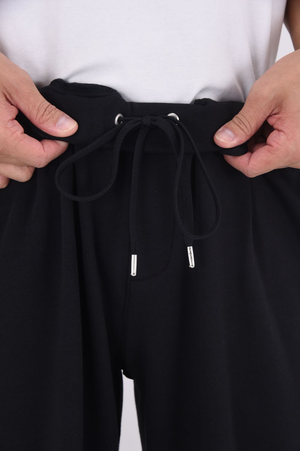 VELOURS FLEECE WIDE TUCK PANTS / 裏起毛 ベロアフリース セミワイド ワンタック イージーパンツ (ブラック)