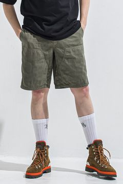 DOUBLE KNEE SHORTS / ダンガリー生地 ダブルニーハーフパンツ (カーキ) (6月上旬入荷予定) ※オーダー締切:2月15日(日)18時